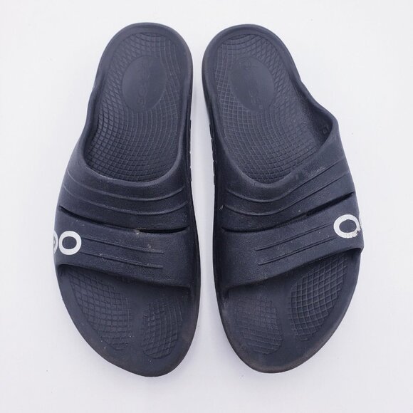 OOFOS OOahh Slide Sandals Comfort Recovery Lightweight Cushioned Size 8 Black - Picture 2 of 8